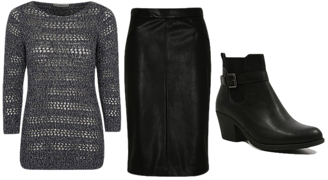 cocomamastyle | George LFW knit and leather skirt with boots
